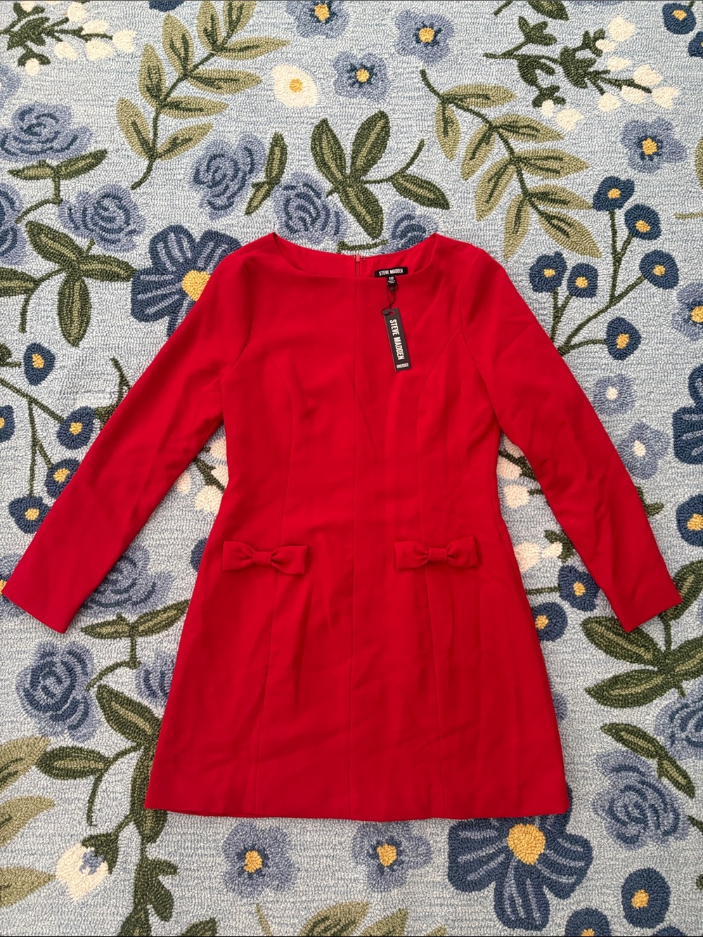Steve Madden Reene Long Sleeve Bow Detail Mini Dress NWT